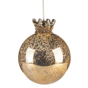 kerstbal met gouden kroon van glas gemaakt