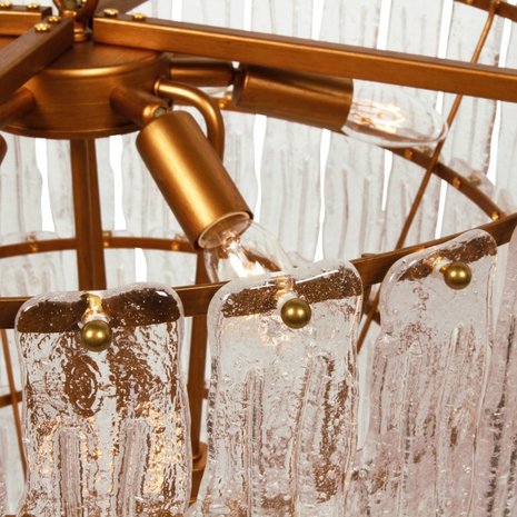 thermometer laten vallen Ruïneren kroonluchter met gouden frame en platte glazen hangende pegels - Toro  Interior Design - Exclusief interieur in Maastricht